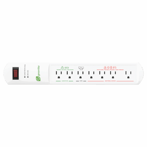 New Design - Tier 1 Advanced Power Strip - 7 Outlets - Greenlite
